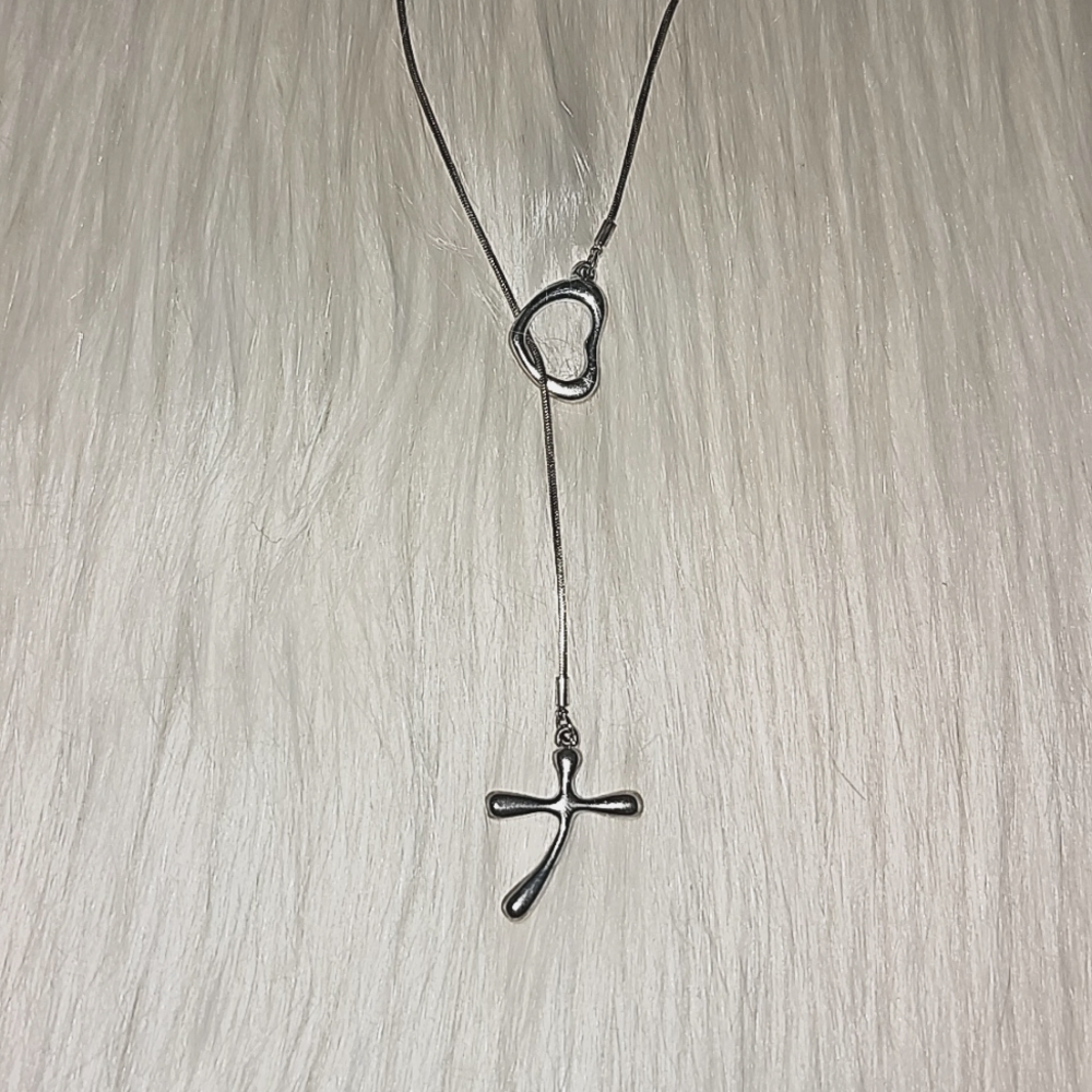 Adjustable Cross and Heart Necklace